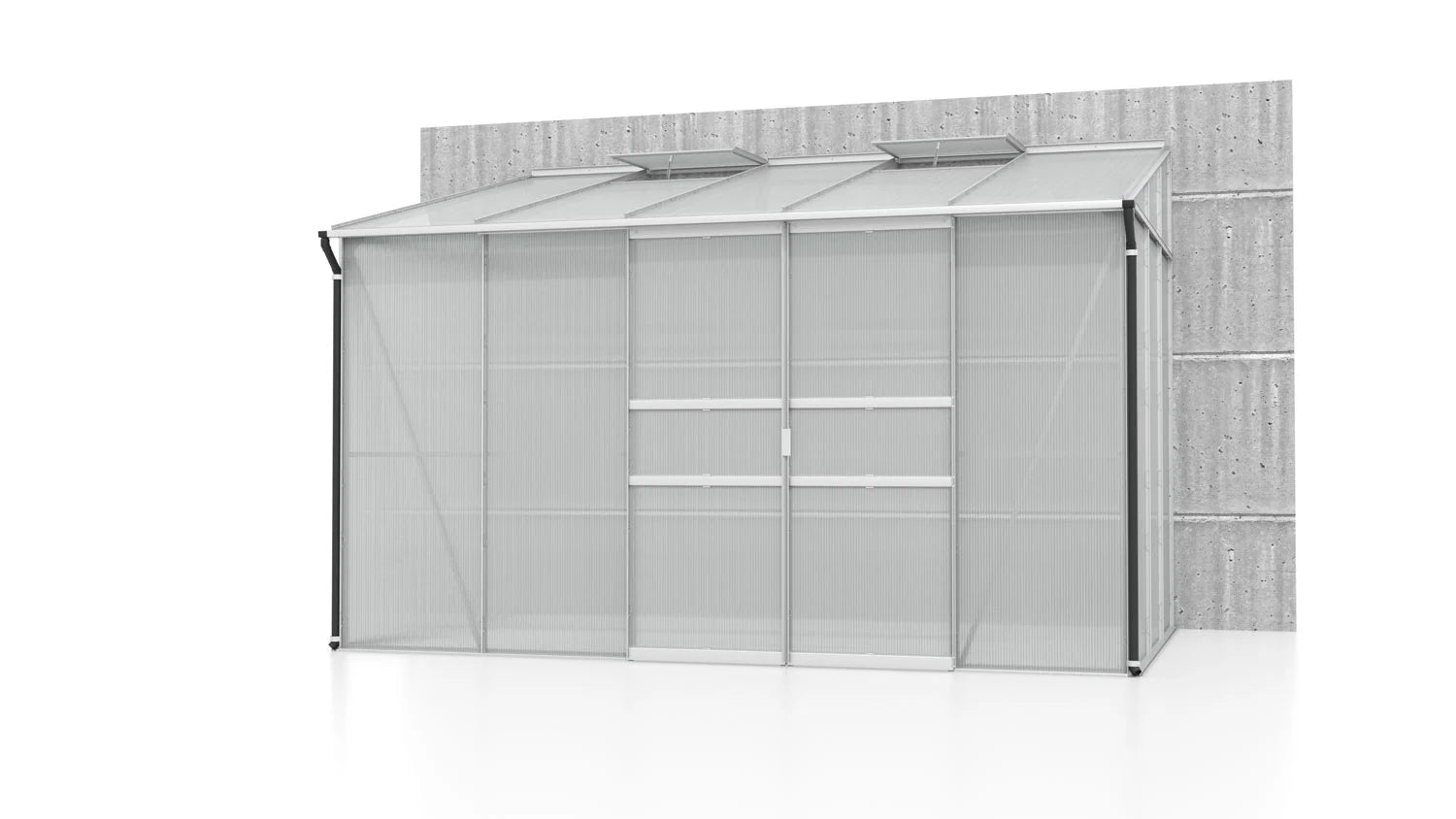 serre adossée porte coulissante polycarbonate