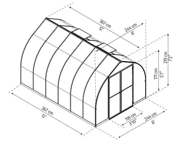 Serre-Polycarbonate-8m2-dimensions