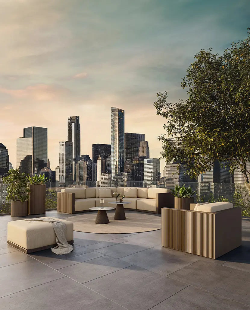 jardinière ronde design terrasse