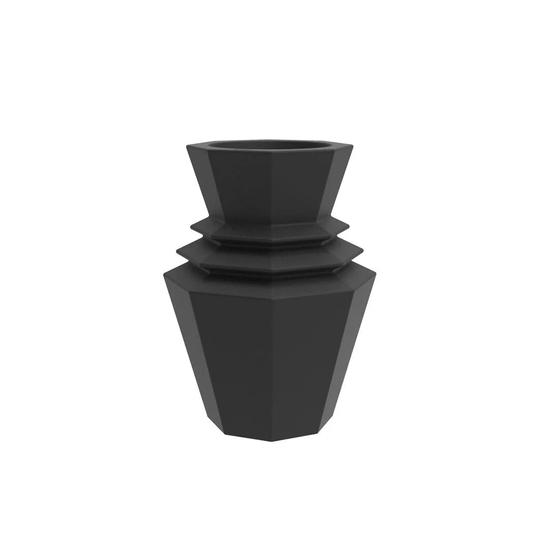 Pot de fleurs Hinoki, 51x51x80 cm et 76x76x120 cm, coloris noir, sur fond blanc