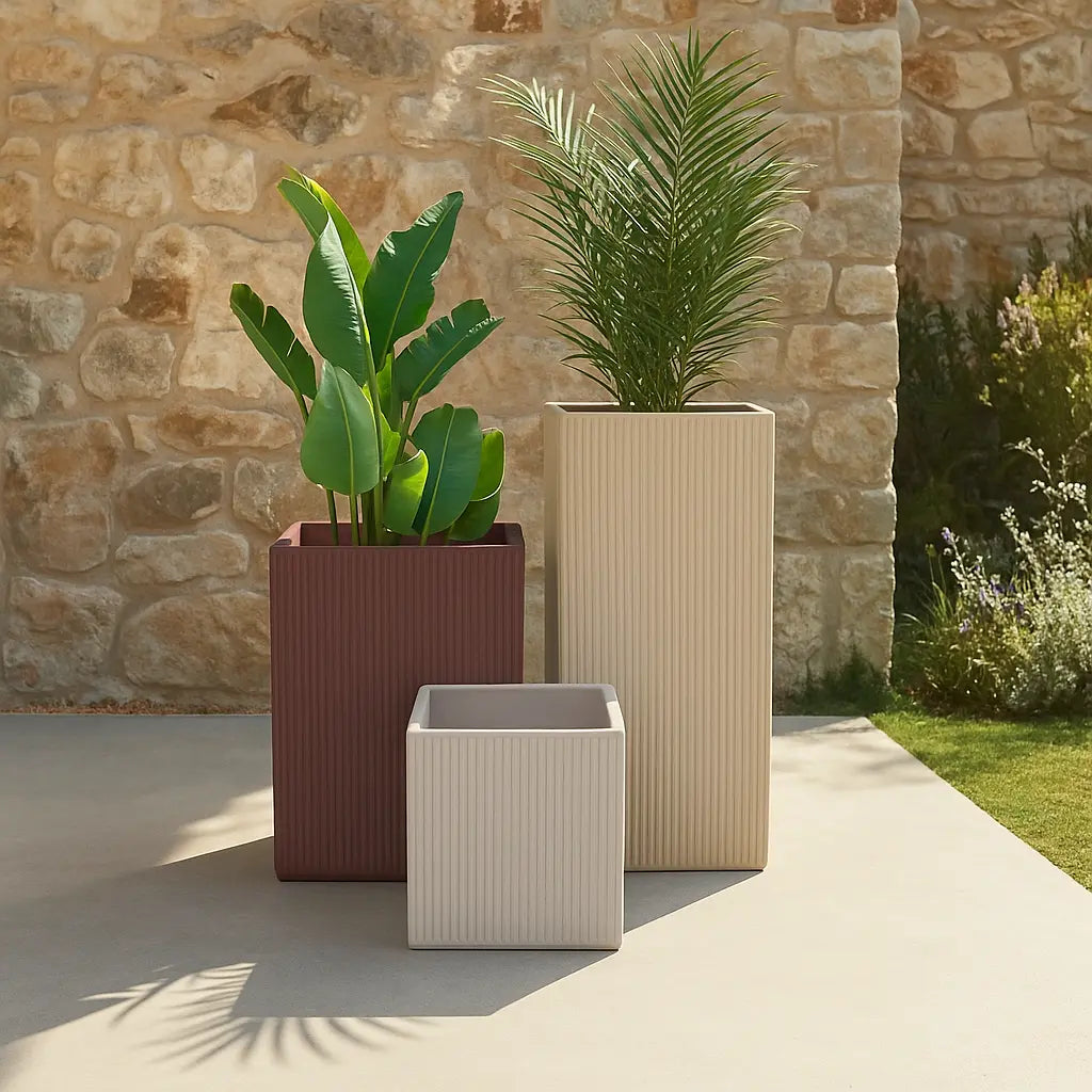 pot fleurs carre haut gris