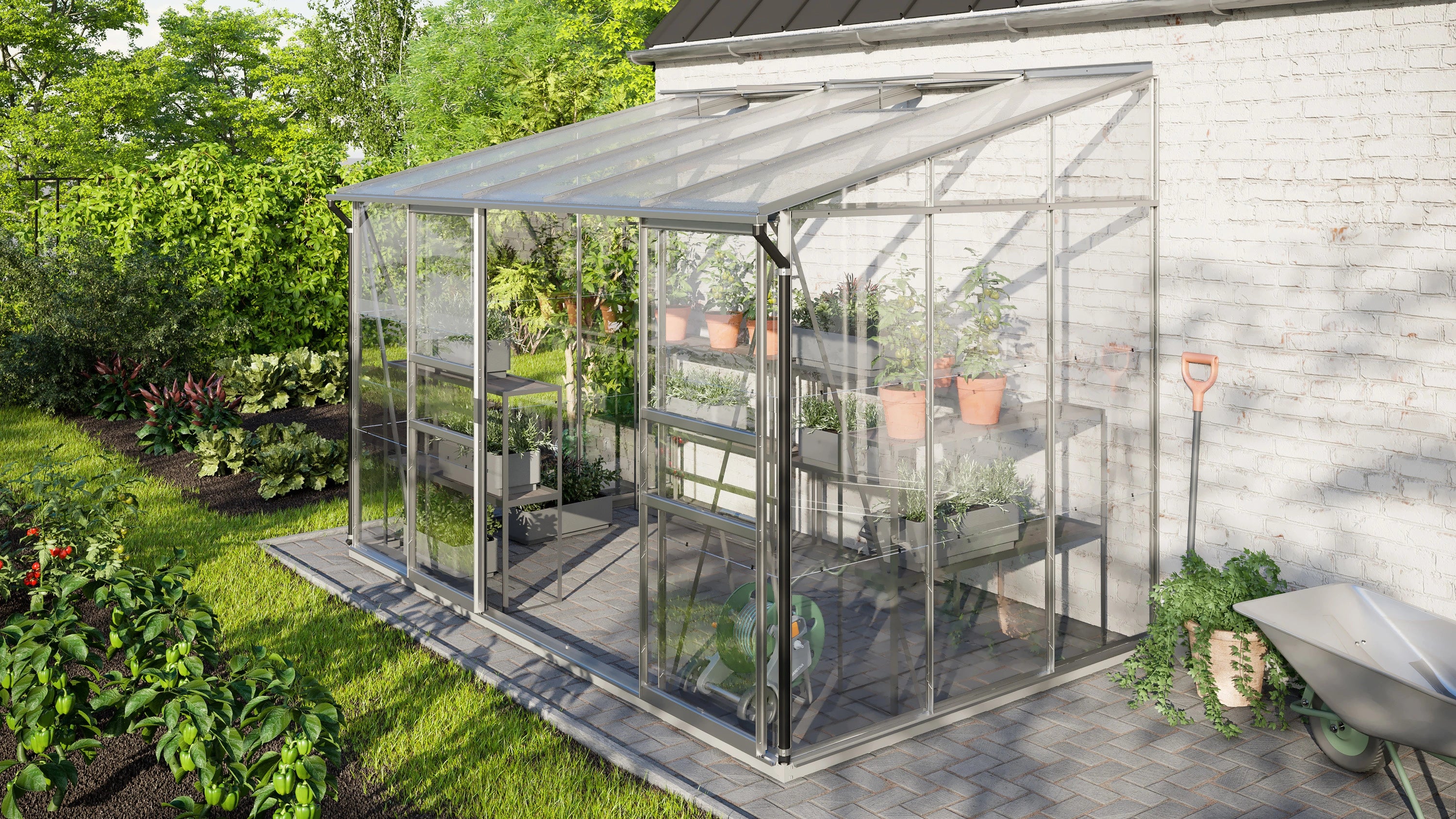 serre de jardin adossée verre trempé 